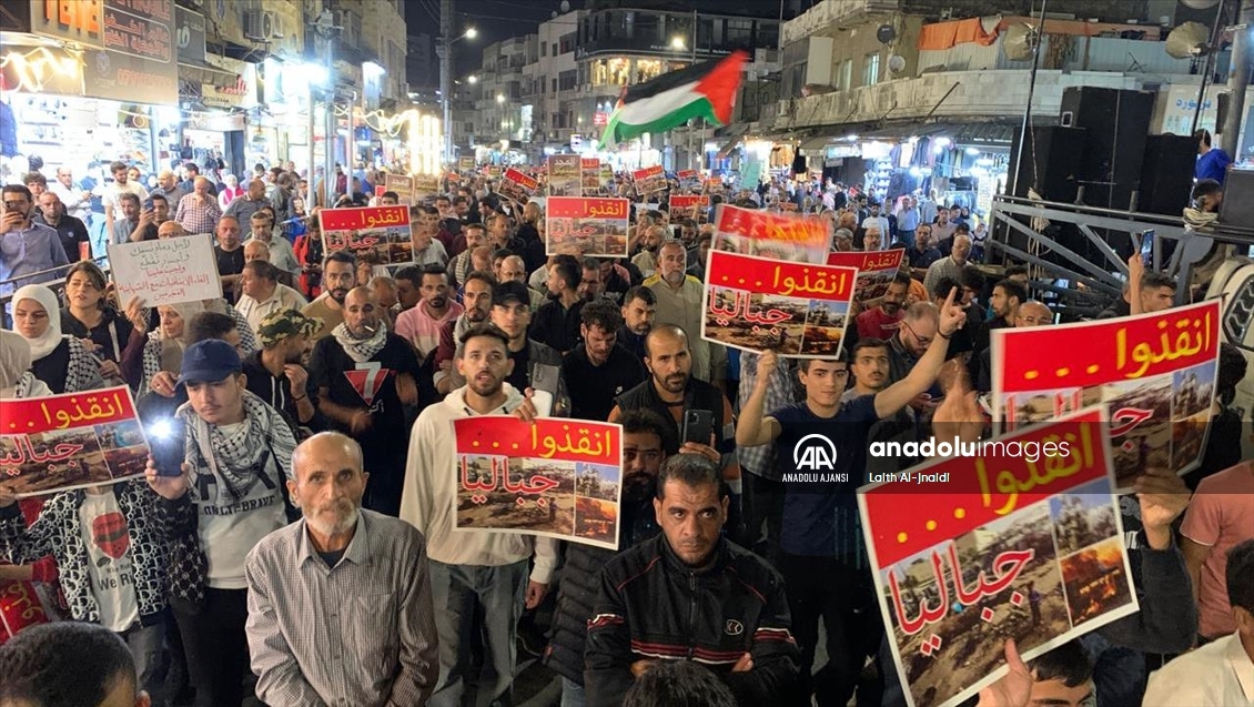 İsrail'in Gazze'nin kuzeyinde sürdürdüğü soykırım Ürdün'de protesto edildi