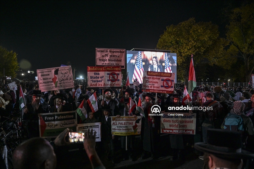 Washington'da seçim mitingi düzenleyen Harris'e Gazze protestosu