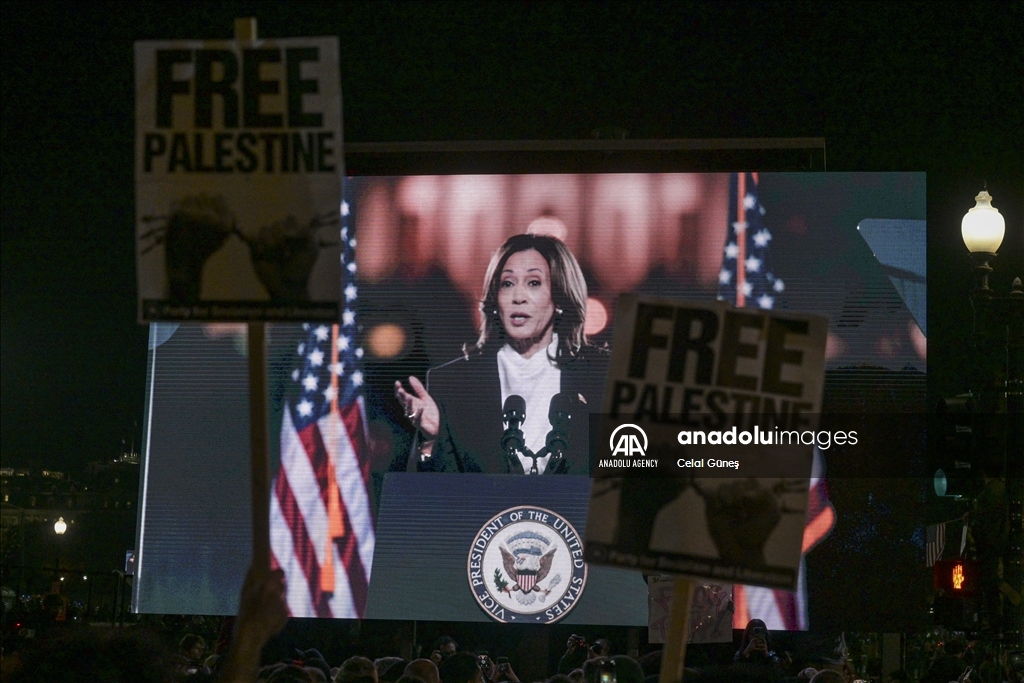 Harris faces Gaza protest during Ellipse speech