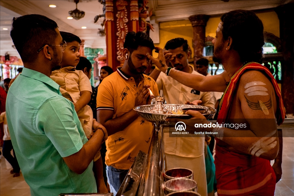 Hindu devotees gather at Batu Caves Temple for Deepavali Blessing