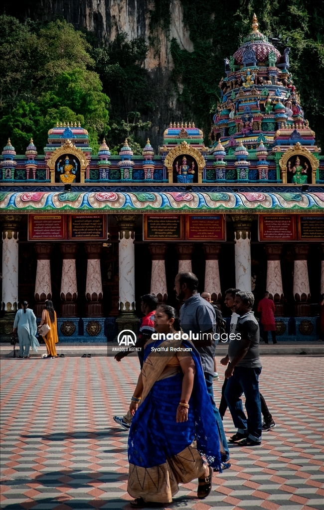 Hindu devotees gather at Batu Caves Temple for Deepavali Blessing