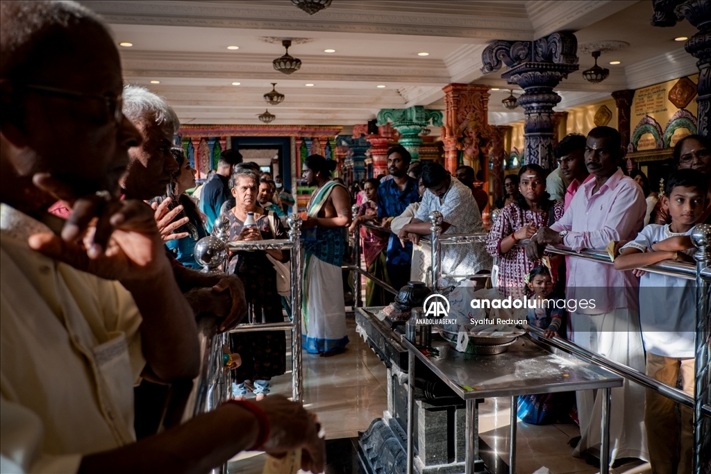 Hindu devotees gather at Batu Caves Temple for Deepavali Blessing