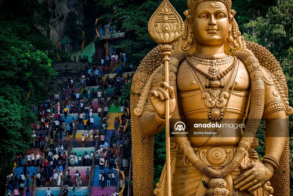 Hindu devotees gather at Batu Caves Temple for Deepavali Blessing