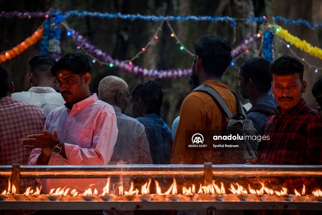 Hindu devotees gather at Batu Caves Temple for Deepavali Blessing