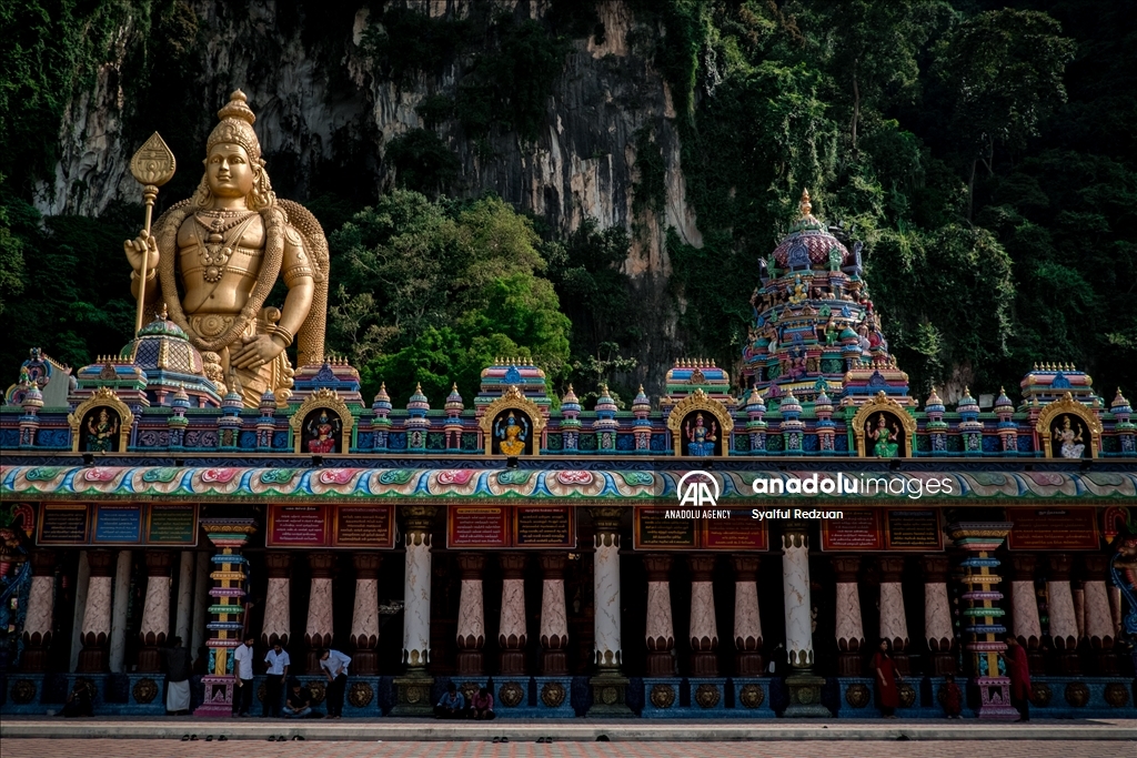 Hindu devotees gather at Batu Caves Temple for Deepavali Blessing