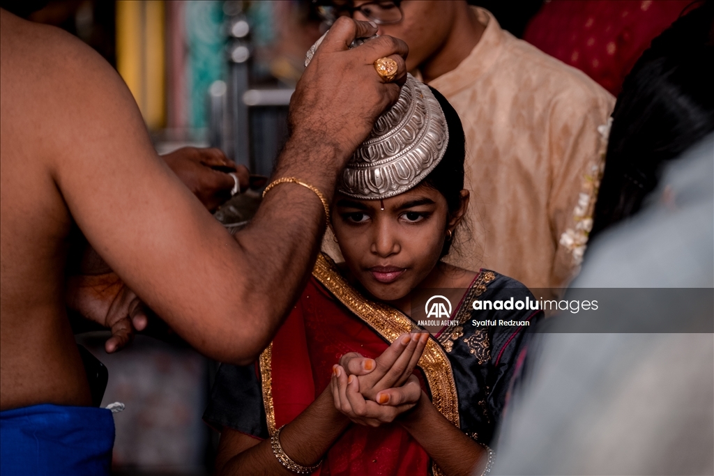 Hindu devotees gather at Batu Caves Temple for Deepavali Blessing