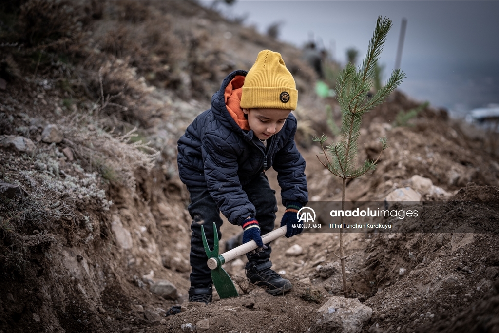 Erzurum'da fidanlar toprakla buluşturuldu