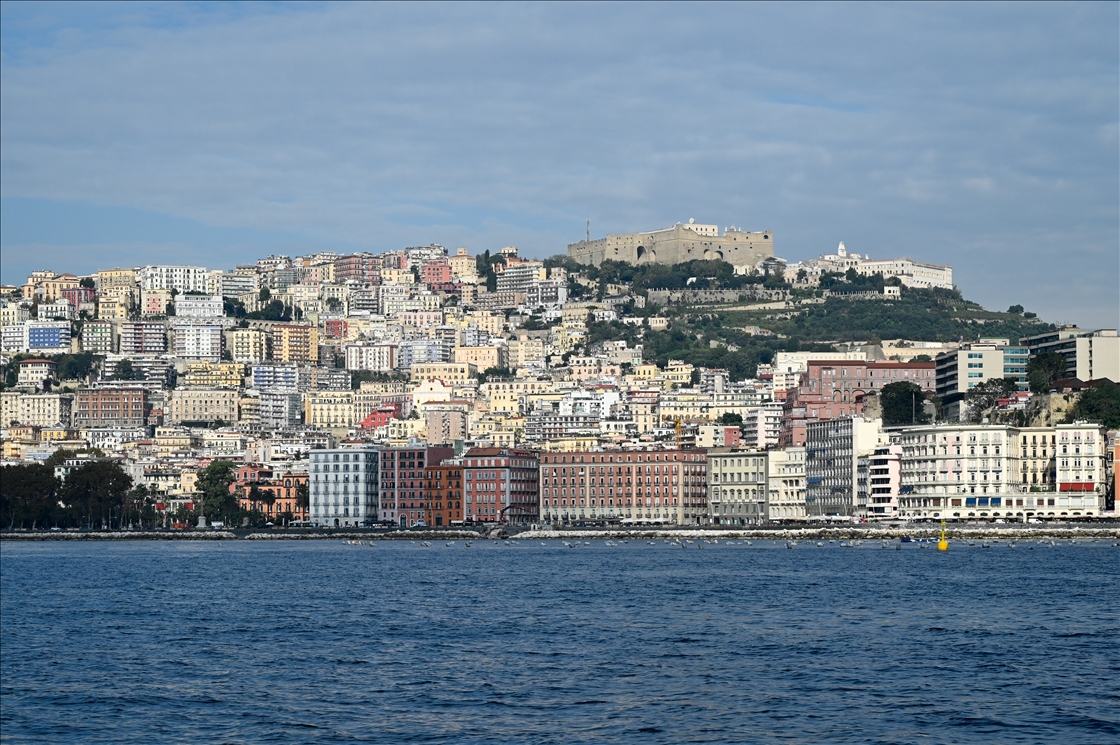 The volcanic area of the Campi Flegrei, near Naples, seen from the sea