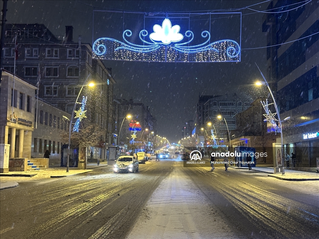 Erzurum'da kar etkili oldu