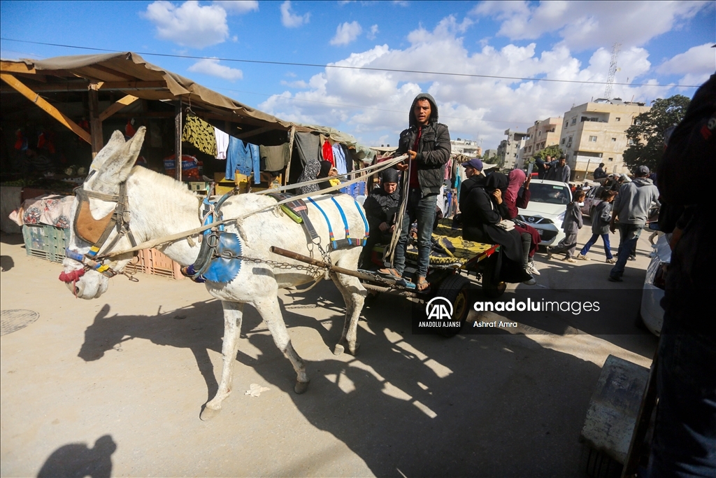 İsrail'in yakıt girişini engellediği Gazze'de halkın başlıca ulaşım aracı at ve eşek arabaları olamaya devam ediyor