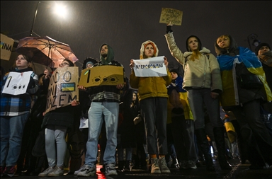 В Варшаве прошла акция протеста на фоне продолжающегося вооруженного конфликта в Украине