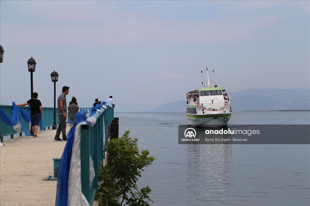 İznik Gölü'nde 6 yıl önce gemi yanaştırılan iskele karada kaldı