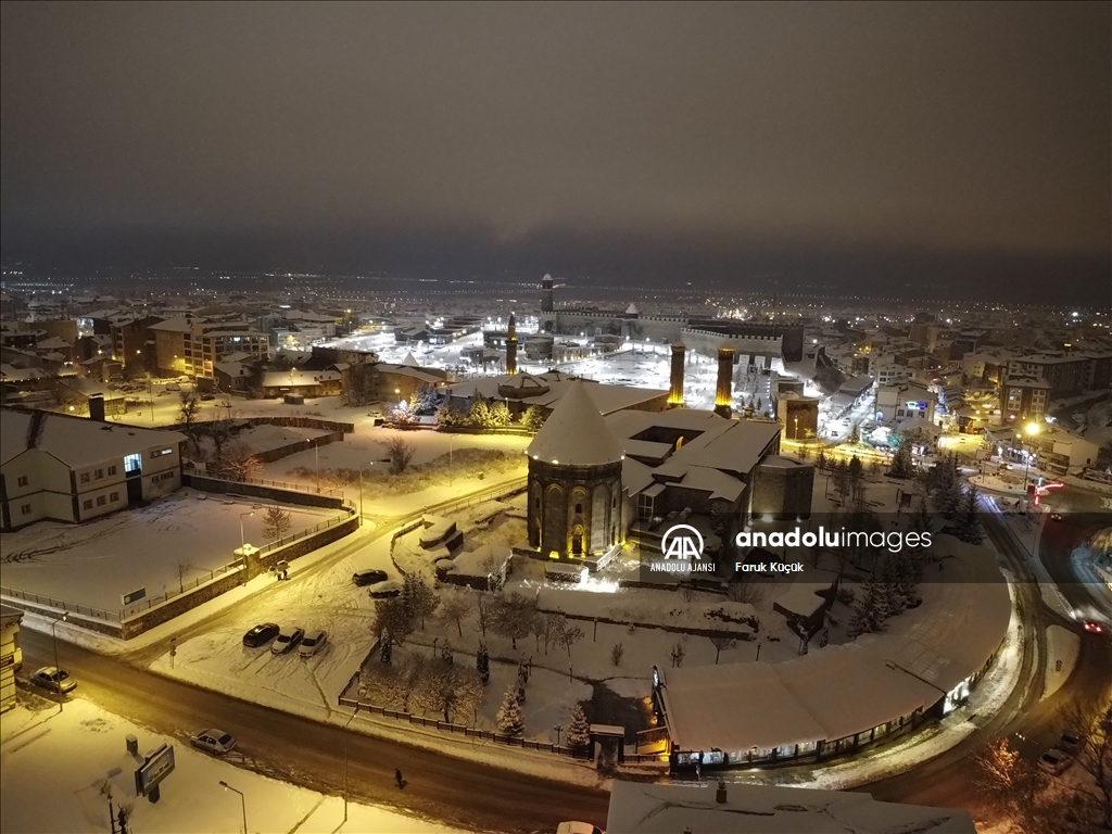 Erzurum'da kar yağışı