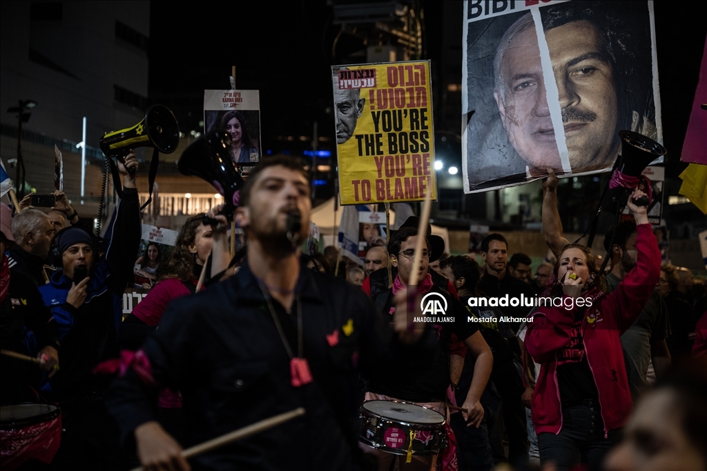 Gazze’de ateşkes ve esir takası talebiyle Tel Aviv’de gösteri düzenlendi