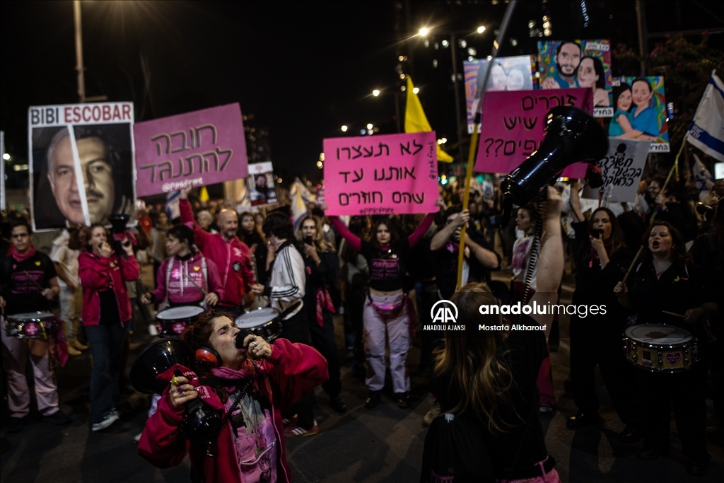 Gazze’de ateşkes ve esir takası talebiyle Tel Aviv’de gösteri düzenlendi