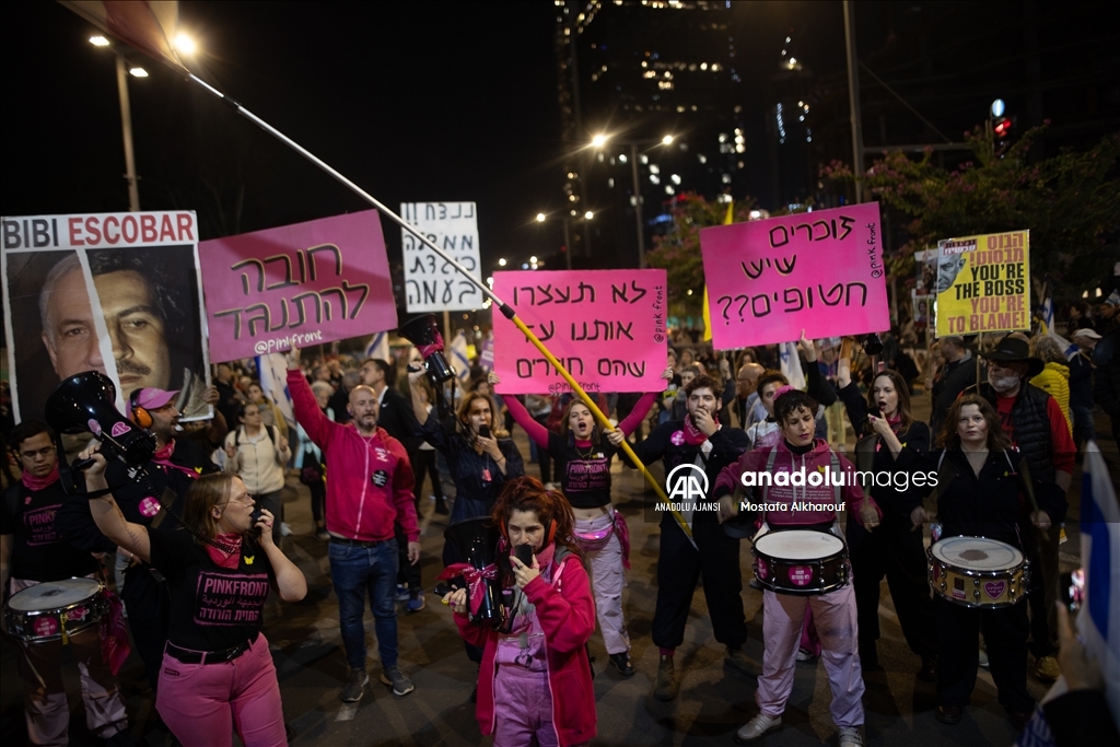 Gazze’de ateşkes ve esir takası talebiyle Tel Aviv’de gösteri düzenlendi
