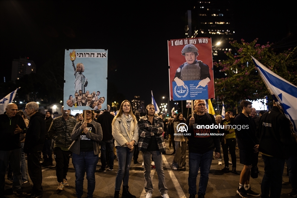 Gazze’de ateşkes ve esir takası talebiyle Tel Aviv’de gösteri düzenlendi