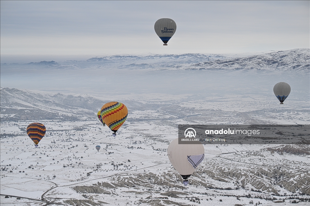 Kapadokya kış mevsiminde de turistlerin gözdesi
