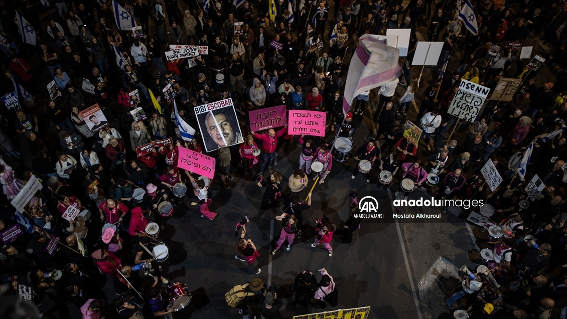 Gazze’de ateşkes ve esir takası talebiyle Tel Aviv’de gösteri düzenlendi