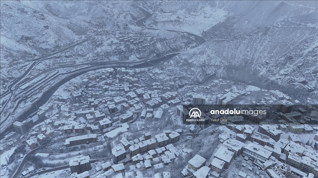 Artvin kar yağışıyla beyaza büründü
