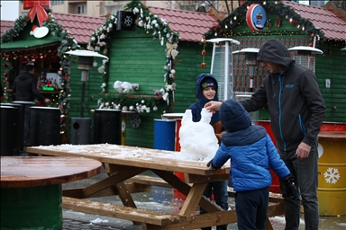 First snow of the year falls in Kosovo's capital Pristina