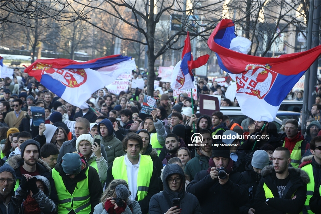 Protest demanding transparency on Novi Sad train station incident continues in Belgrade