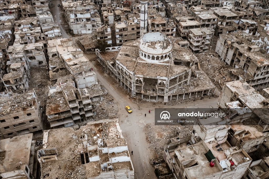 Traces of war in Yarmouk Camp south of Damascus 