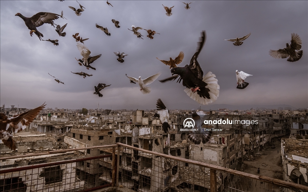 Traces of war in Yarmouk Camp south of Damascus 
