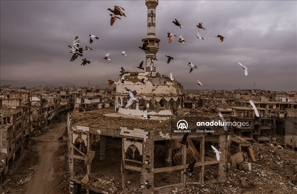 Traces of war in Yarmouk Camp south of Damascus 