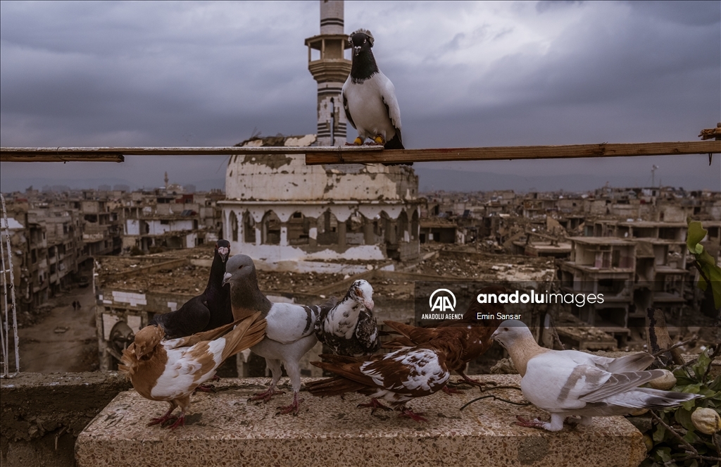 Traces of war in Yarmouk Camp south of Damascus 