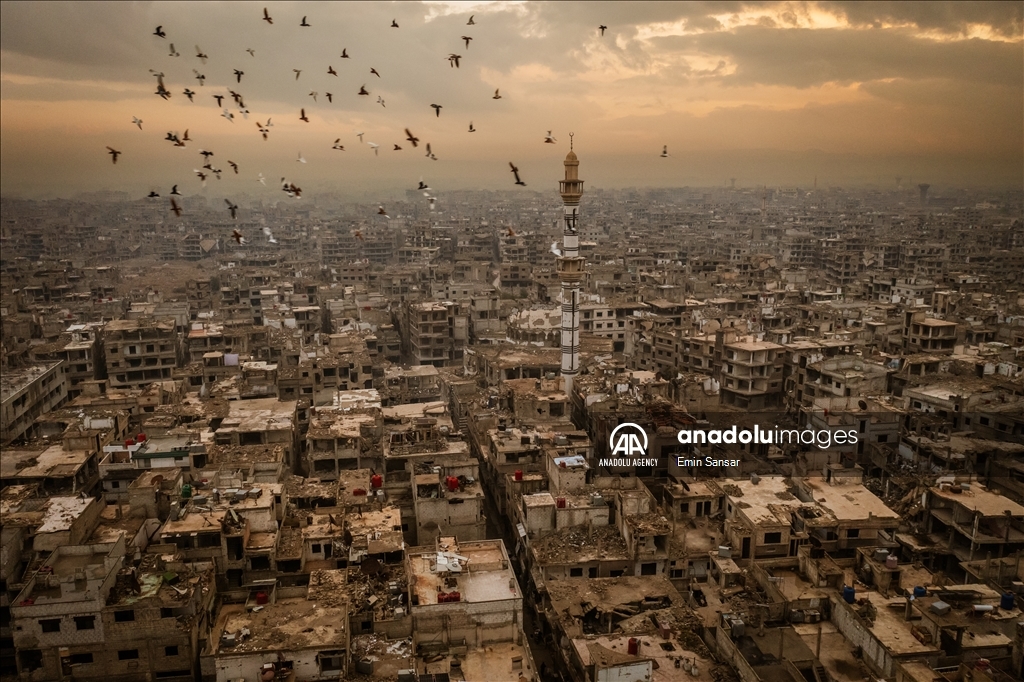Traces of war in Yarmouk Camp south of Damascus 