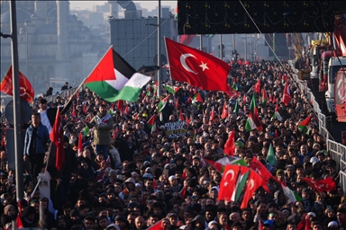 أول أيام 2025.. مئات الآلاف يحتشدون في إسطنبول دعما لفلسطين