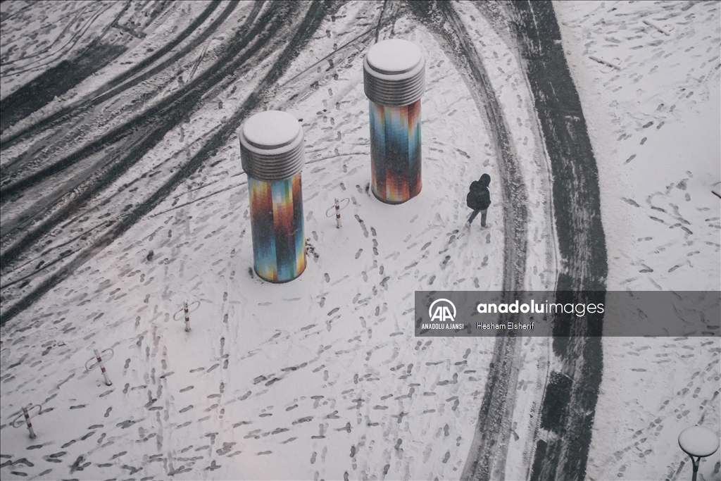 Almanya'nın Dortmund kentinde kar yağışı