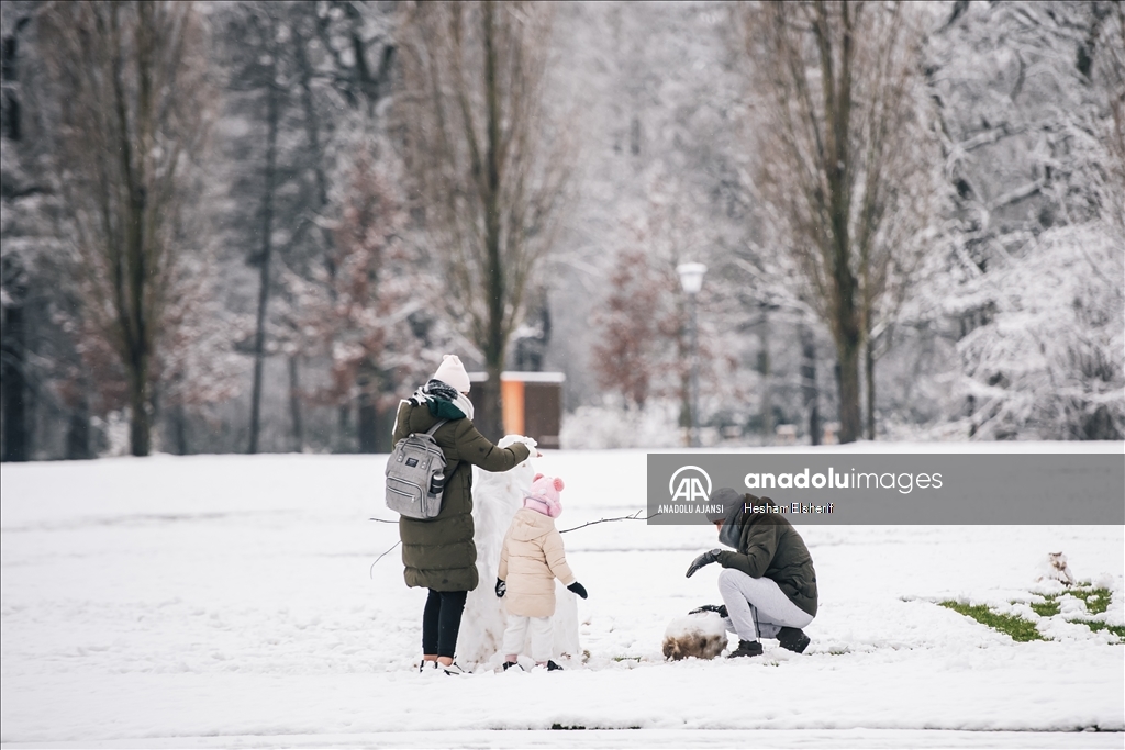 Almanya'nın Dortmund kentinde kar yağışı