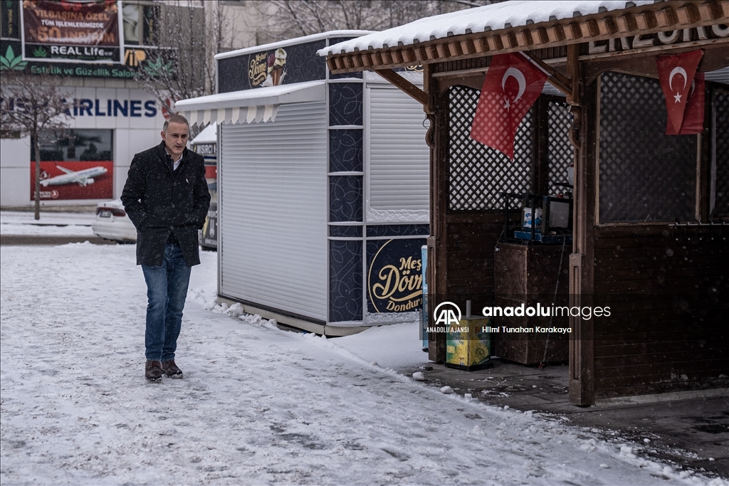 Erzurum'da kar etkili oldu
