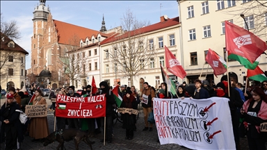 Krakow’da Filistin’e destek gösterisi düzenlendi