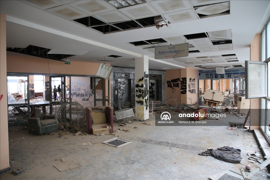 İsrail güçlerinin çekildiği Filistin-Türkiye Dostluk Hastanesi'ndeki yıkım görüntülendi