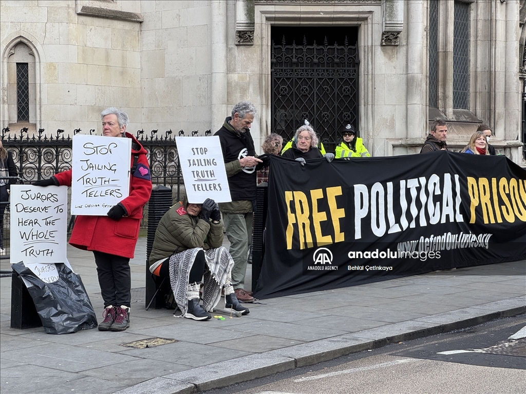 Environmental activists rally outside court in London in support of Just Stop Oil members on trial