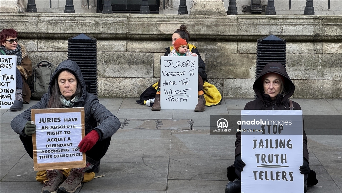 Environmental activists rally outside court in London in support of Just Stop Oil members on trial