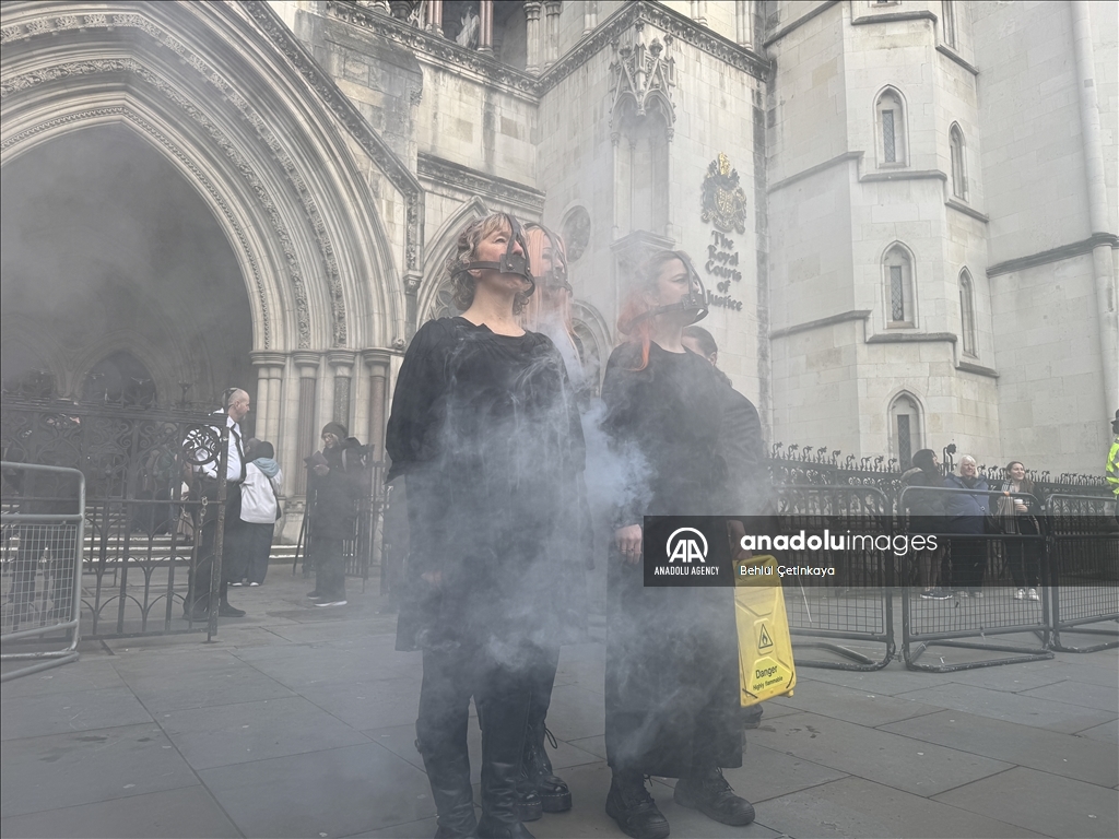 Environmental activists rally outside court in London in support of Just Stop Oil members on trial