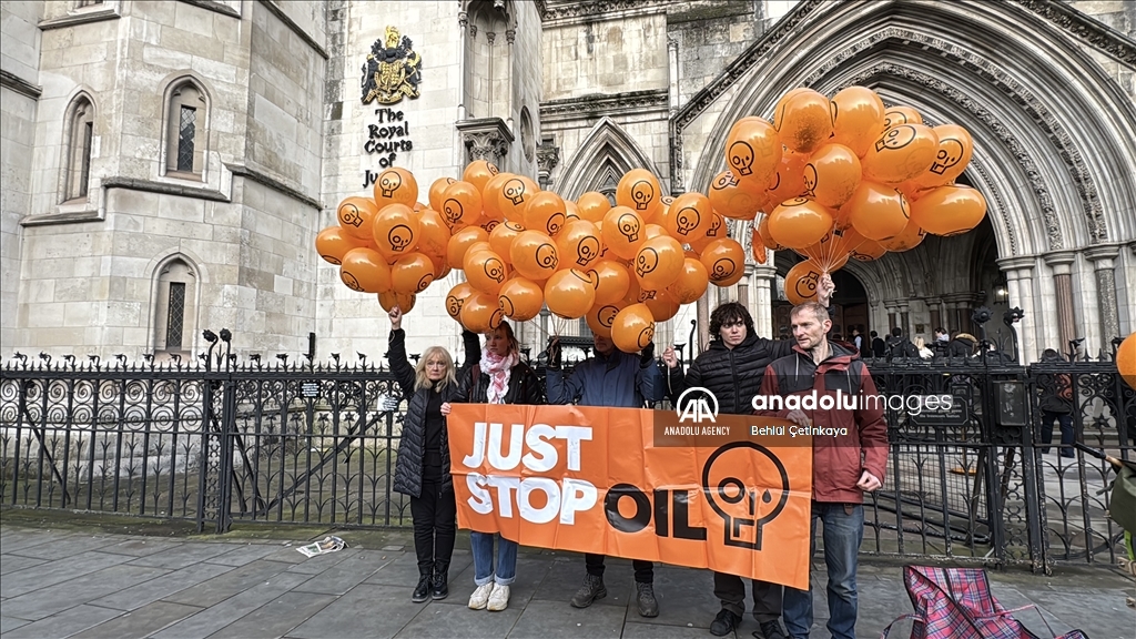 Environmental activists rally outside court in London in support of Just Stop Oil members on trial