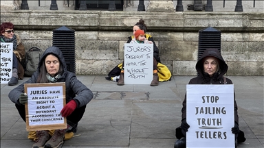 Environmental activists rally outside court in London in support of Just Stop Oil members on trial