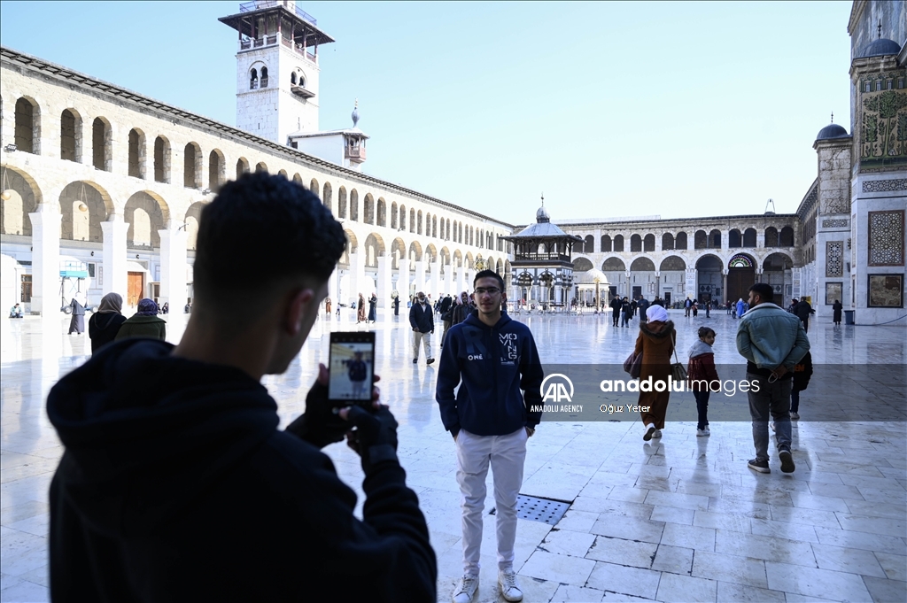 Friday prayers at the Umayyad Mosque in Damascus