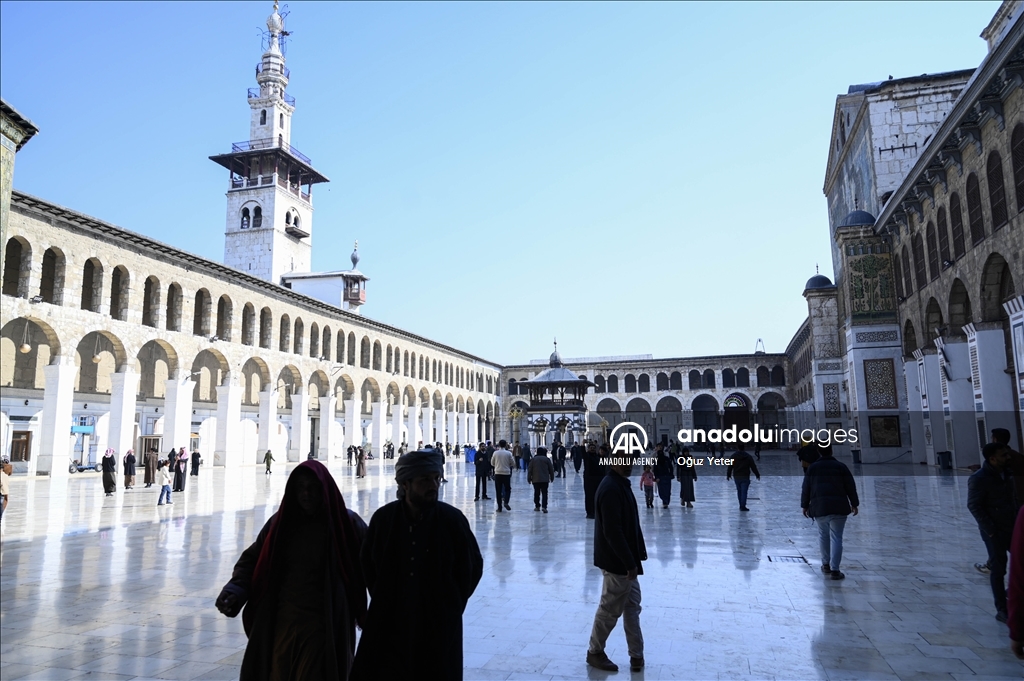 Friday prayers at the Umayyad Mosque in Damascus