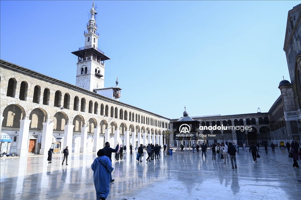 Friday prayers at the Umayyad Mosque in Damascus