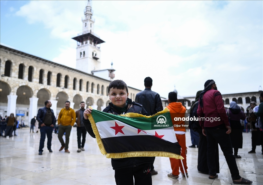 Friday prayers at the Umayyad Mosque in Damascus