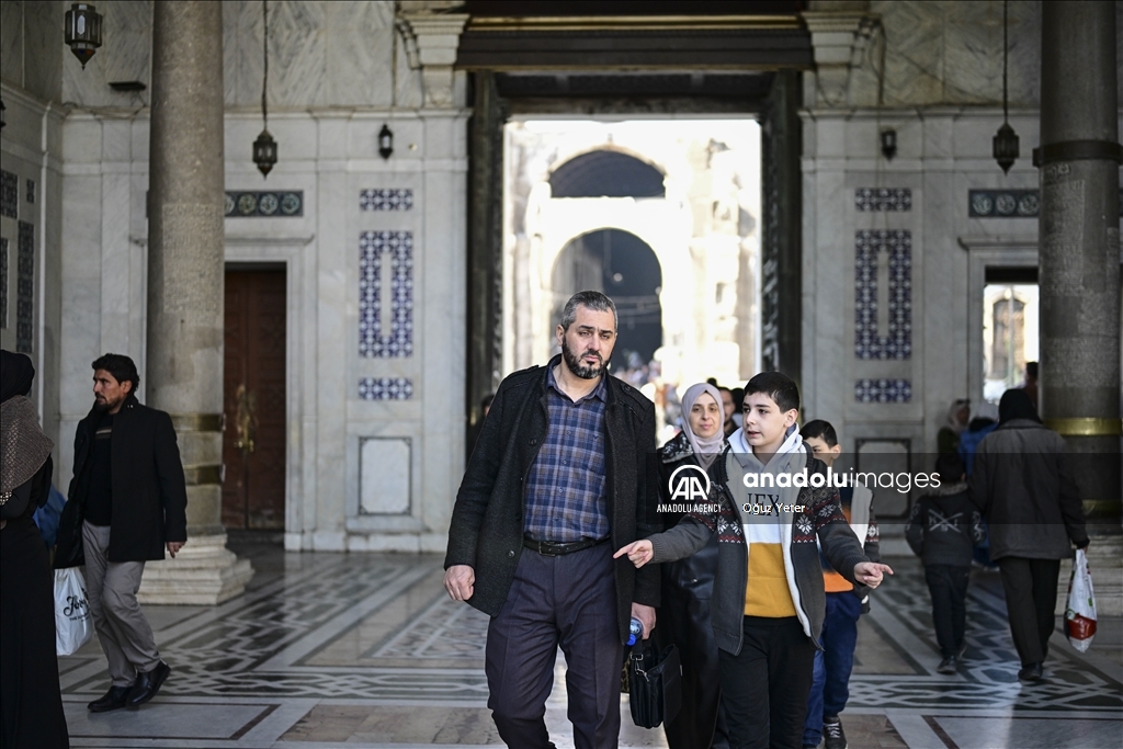 Friday prayers at the Umayyad Mosque in Damascus