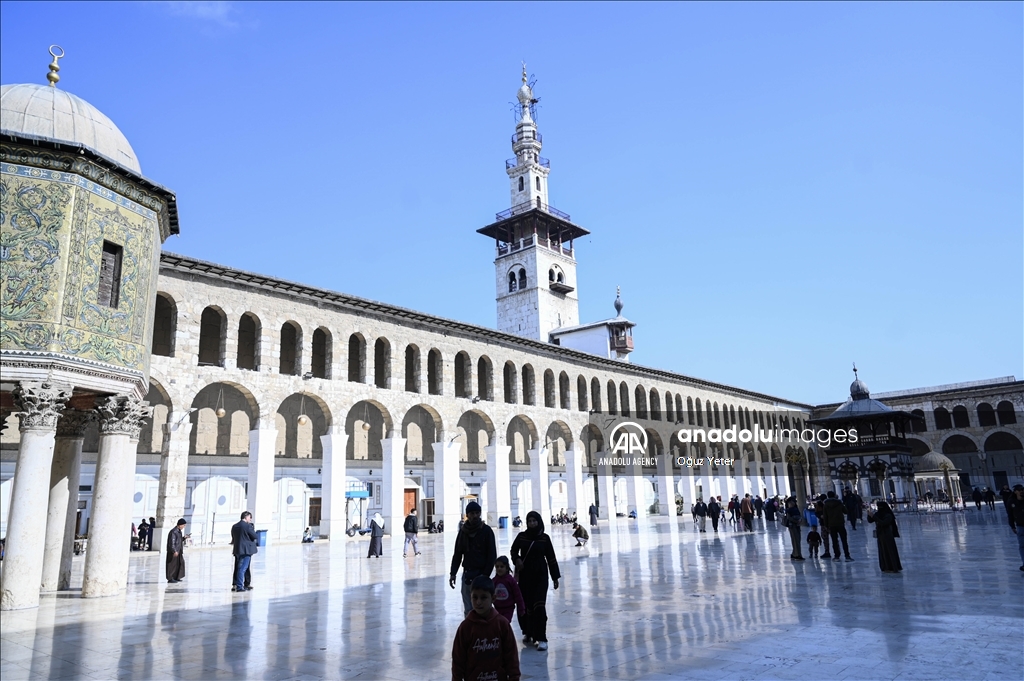 Friday prayers at the Umayyad Mosque in Damascus