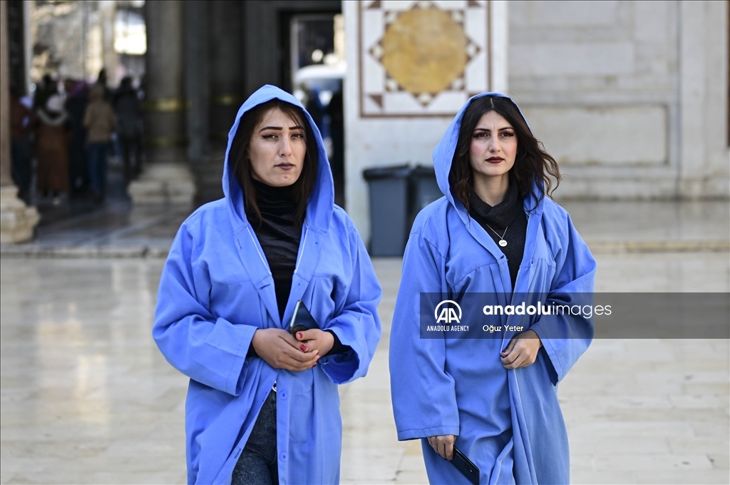 Friday prayers at the Umayyad Mosque in Damascus