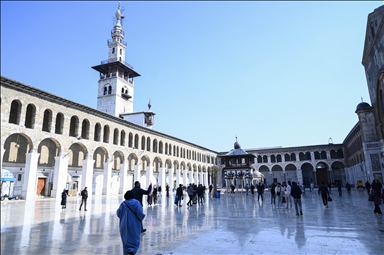 Friday prayers at the Umayyad Mosque in Damascus